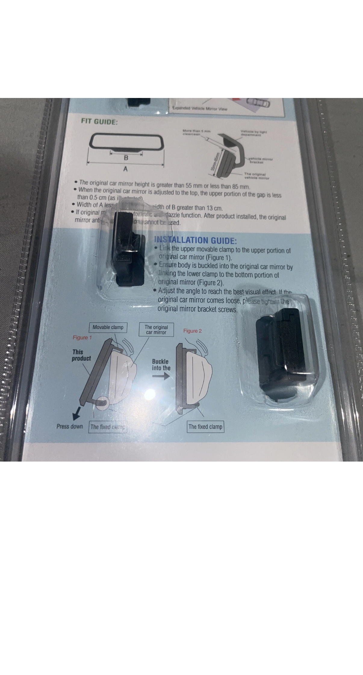 Dependable Direct Interior Clip on Rear View Clear Mirror Universal HG-A2WT01