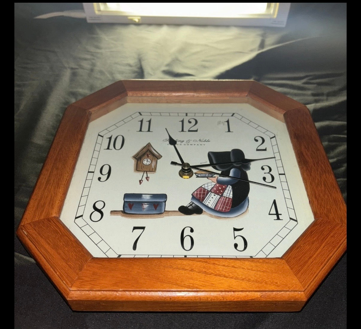 Sterling & Noble Clock Co. Wood Framed Wall Clock, Octagonal-Works-W/New Battery
