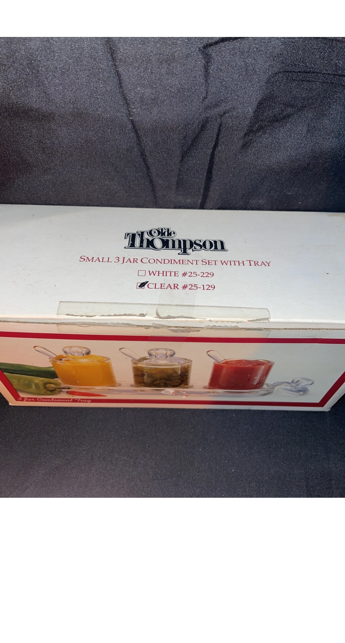Olde Thompson Small 3 Jar Condiment Set With Tray Clear Acrylic - BRAND NEW