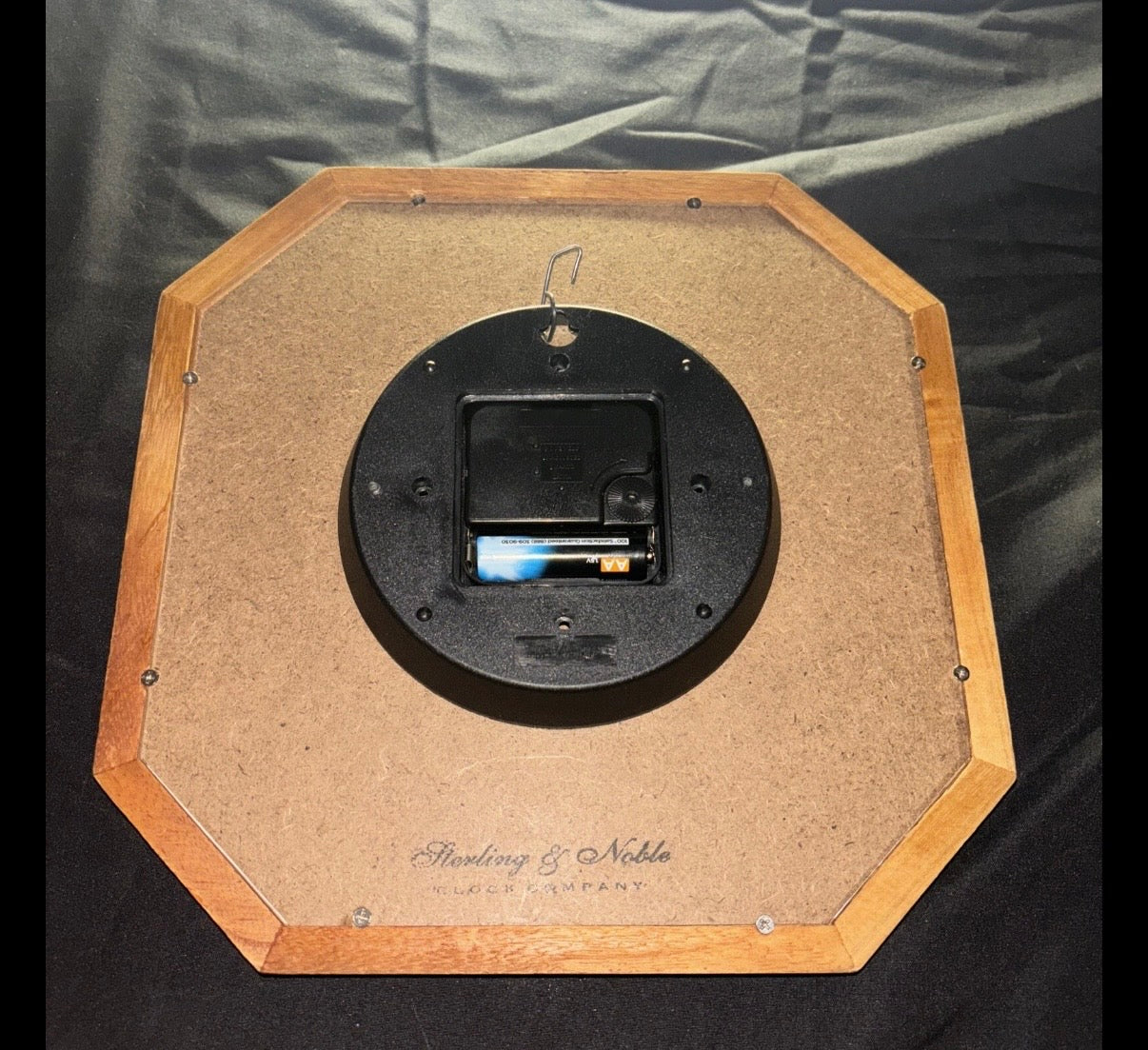 Sterling & Noble Clock Co. Wood Framed Wall Clock, Octagonal-Works-W/New Battery