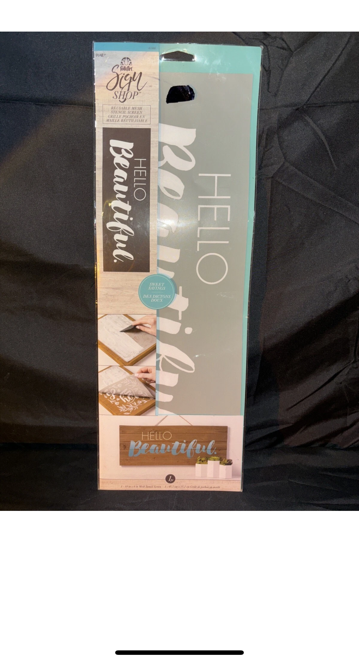 Plaid Folkart Sign Shop Mesh Stencils- Hello Beautiful - NEW