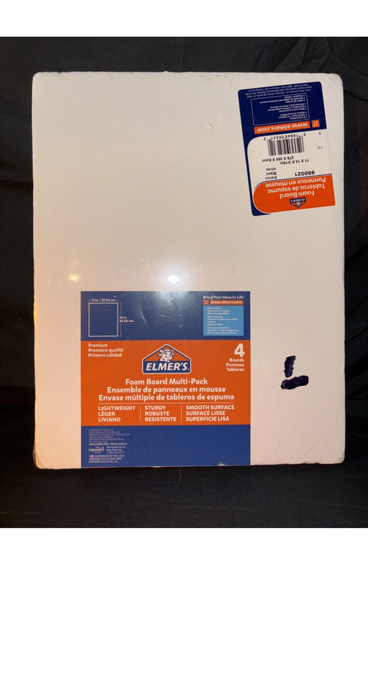 Elmer's Pre-Cut Foam Boards 11" x 14" x 3/16" White 4 Boards (950021)