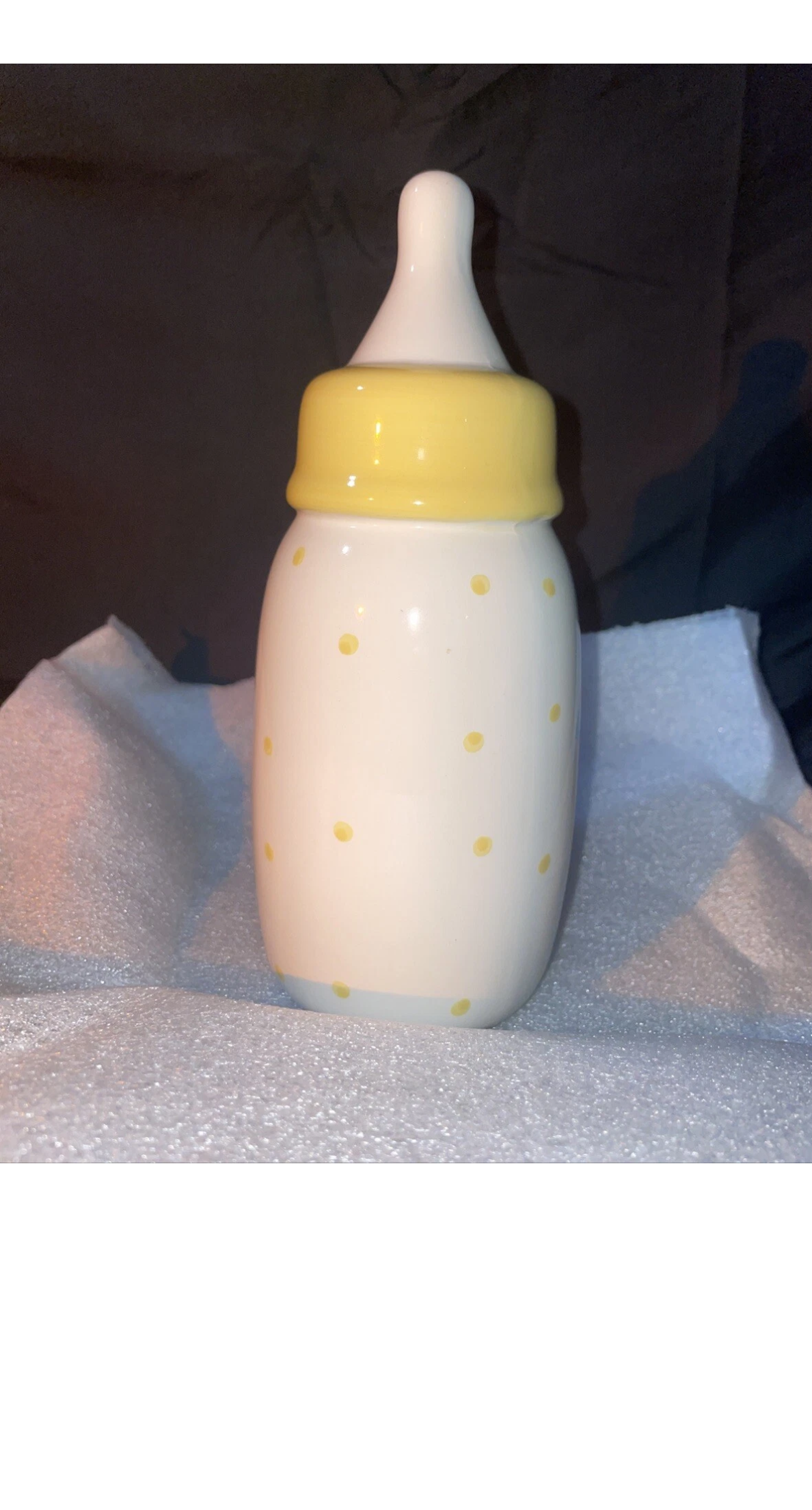 Ceramic Sleeping Baby Bear Bottle Coin Bank Fund Jar Pastel Colored