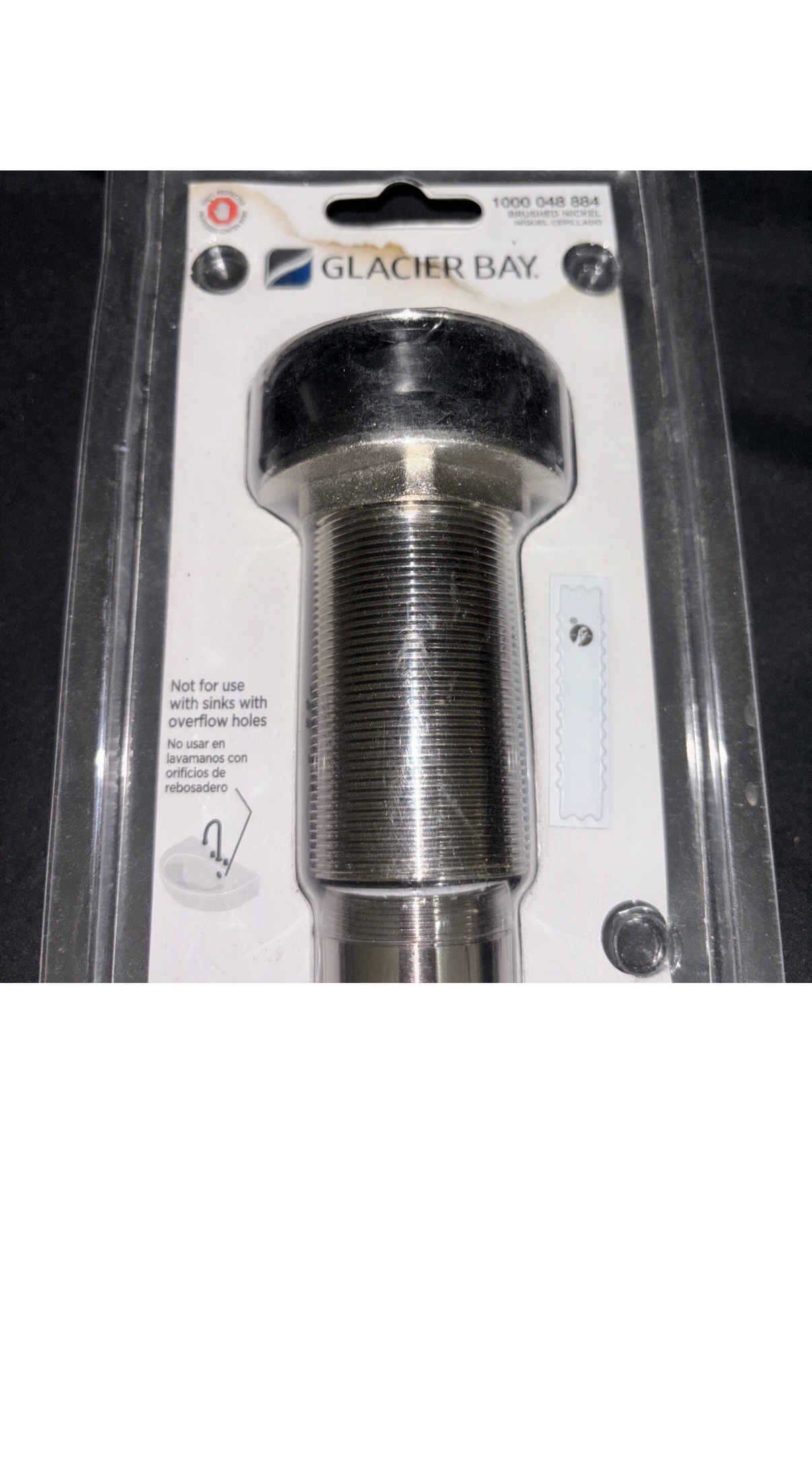 Glacier Bay Strainer Drain Brushed Nickel for Vessel Sinks #1000 048 890