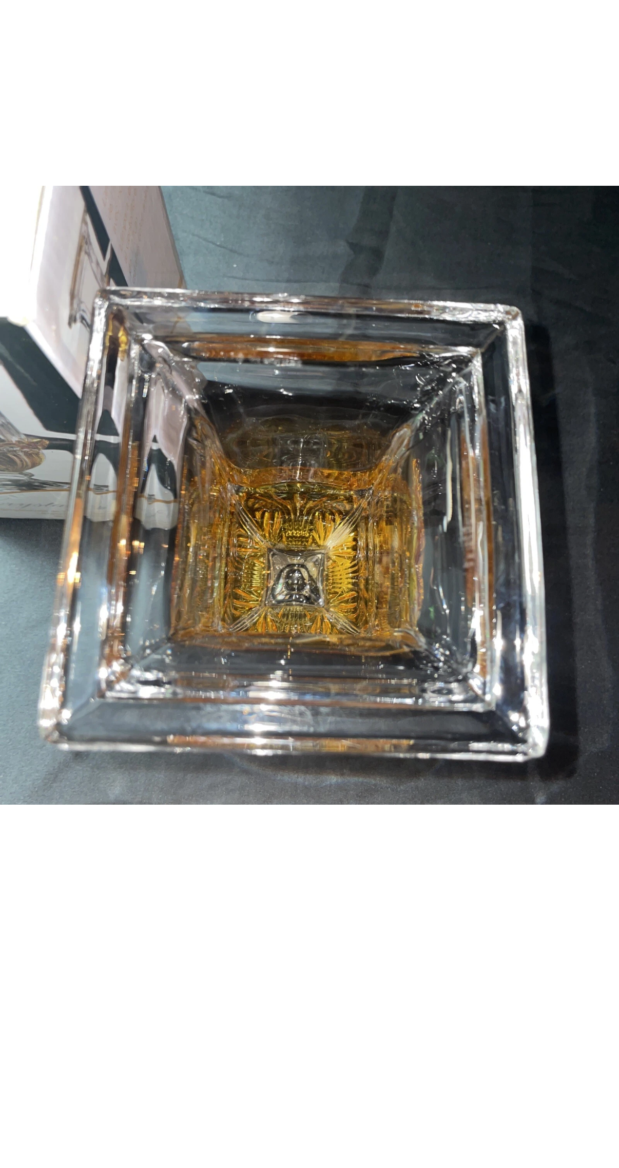 Crystal Clear 7” H Hurricane Vase With Amber Glass Accents