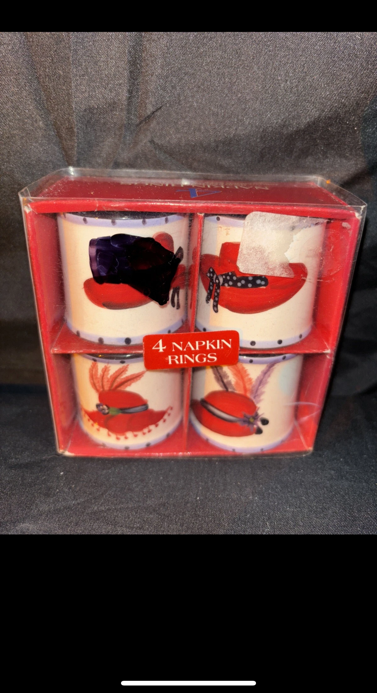 Canterbury Potteries Red Hat Napkin Rings Set of 4 Ceramic