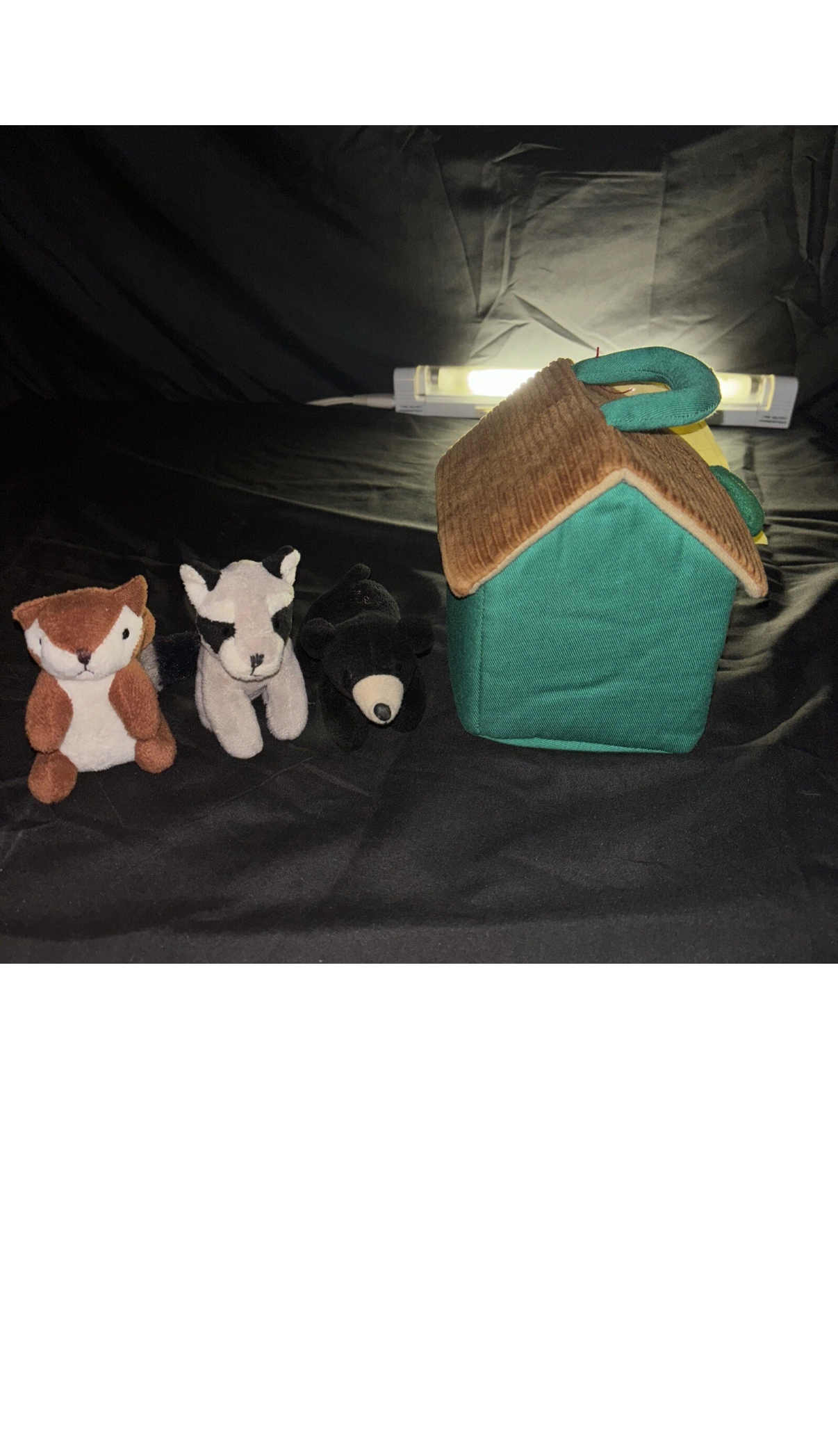 Cabin Bear Squirrel Raccoon Set My Forest Friends Aurora Baby 6"x6" Soft Plush