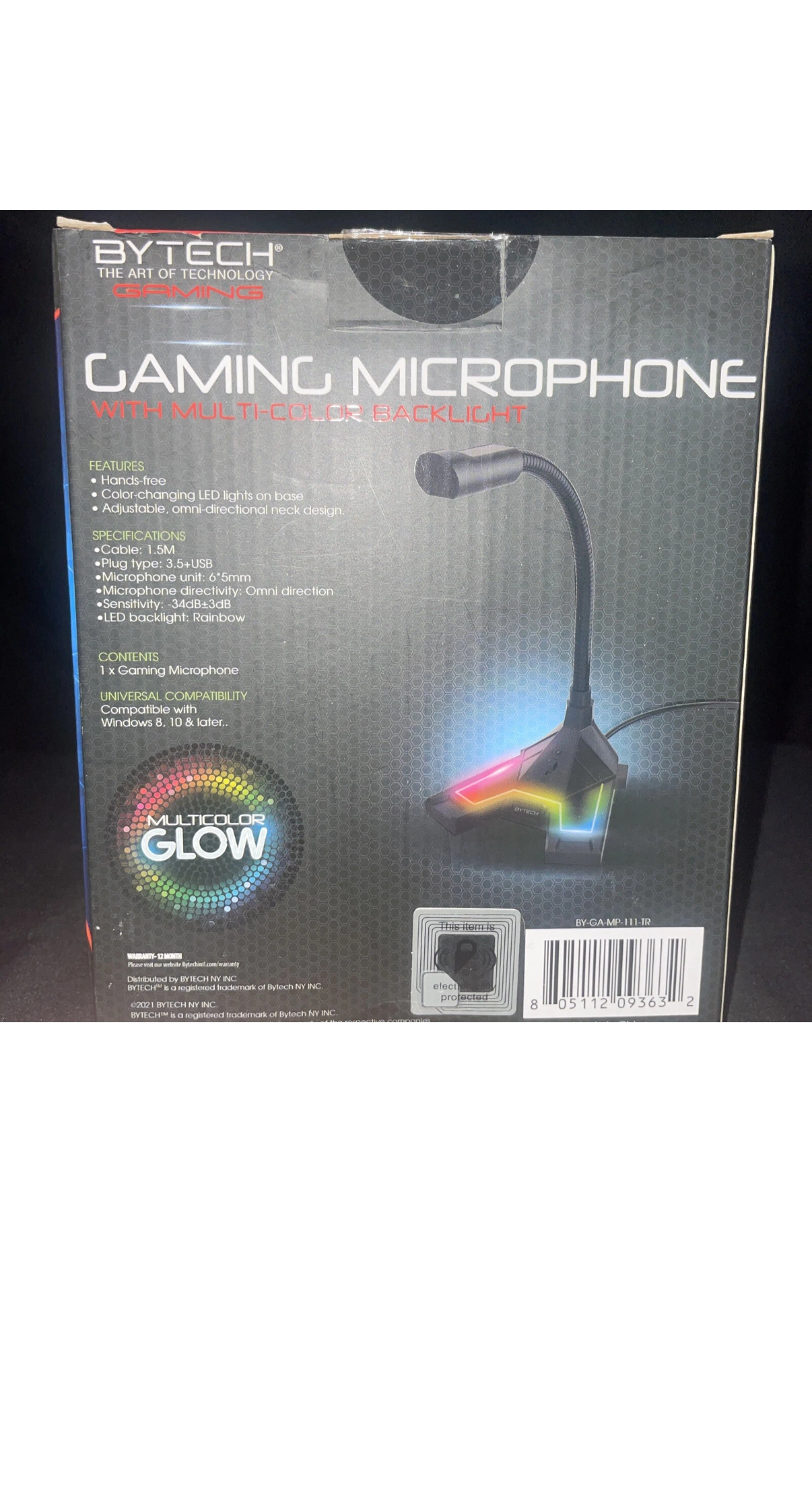 New Bytech Adjustable Gaming microphone - new- Multi Color Backlight Hands Free