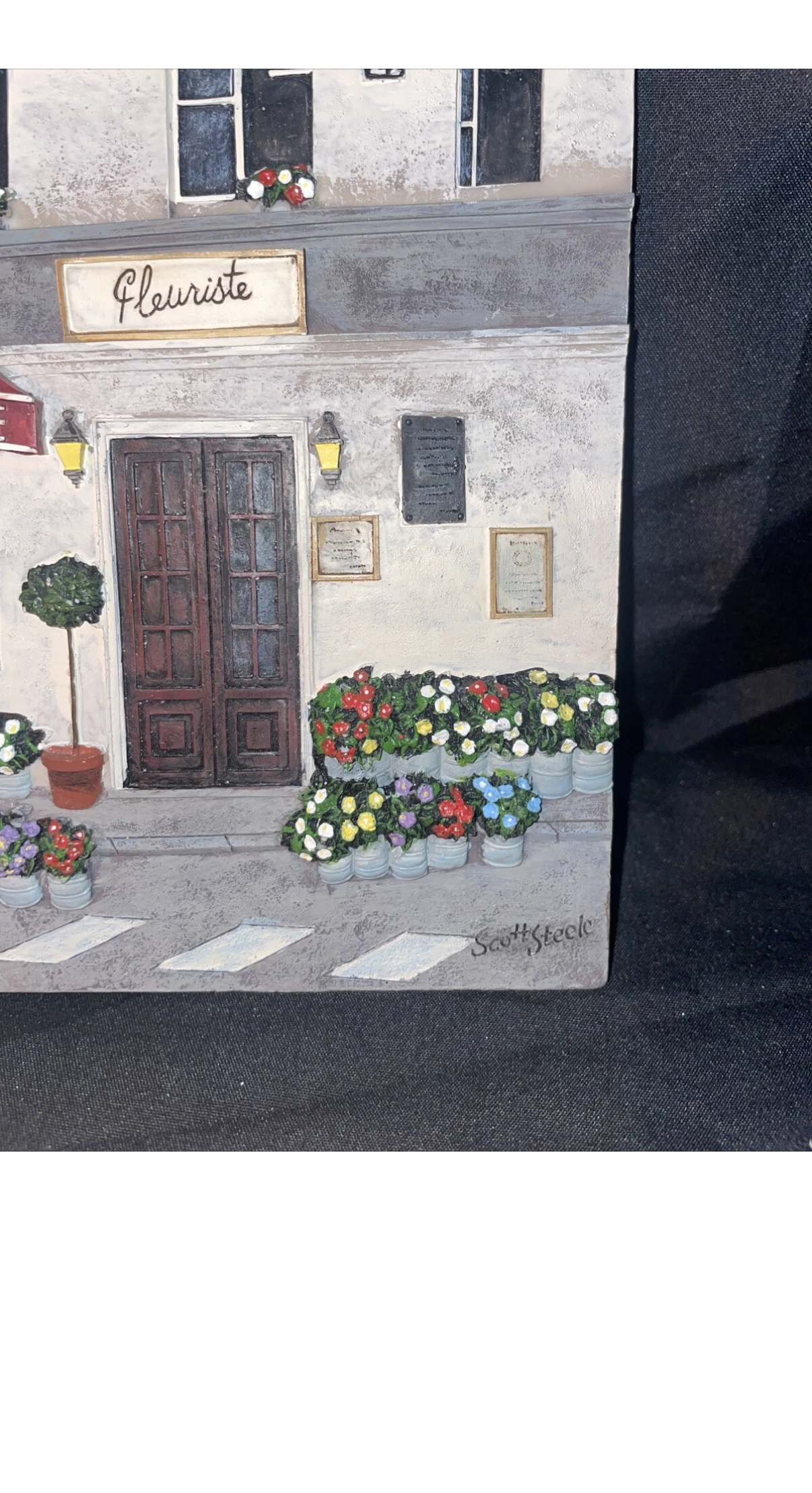 Scott Steele Bar Brasserie, Fleuriste, Paris Street Scene 3D Wall Plaque
