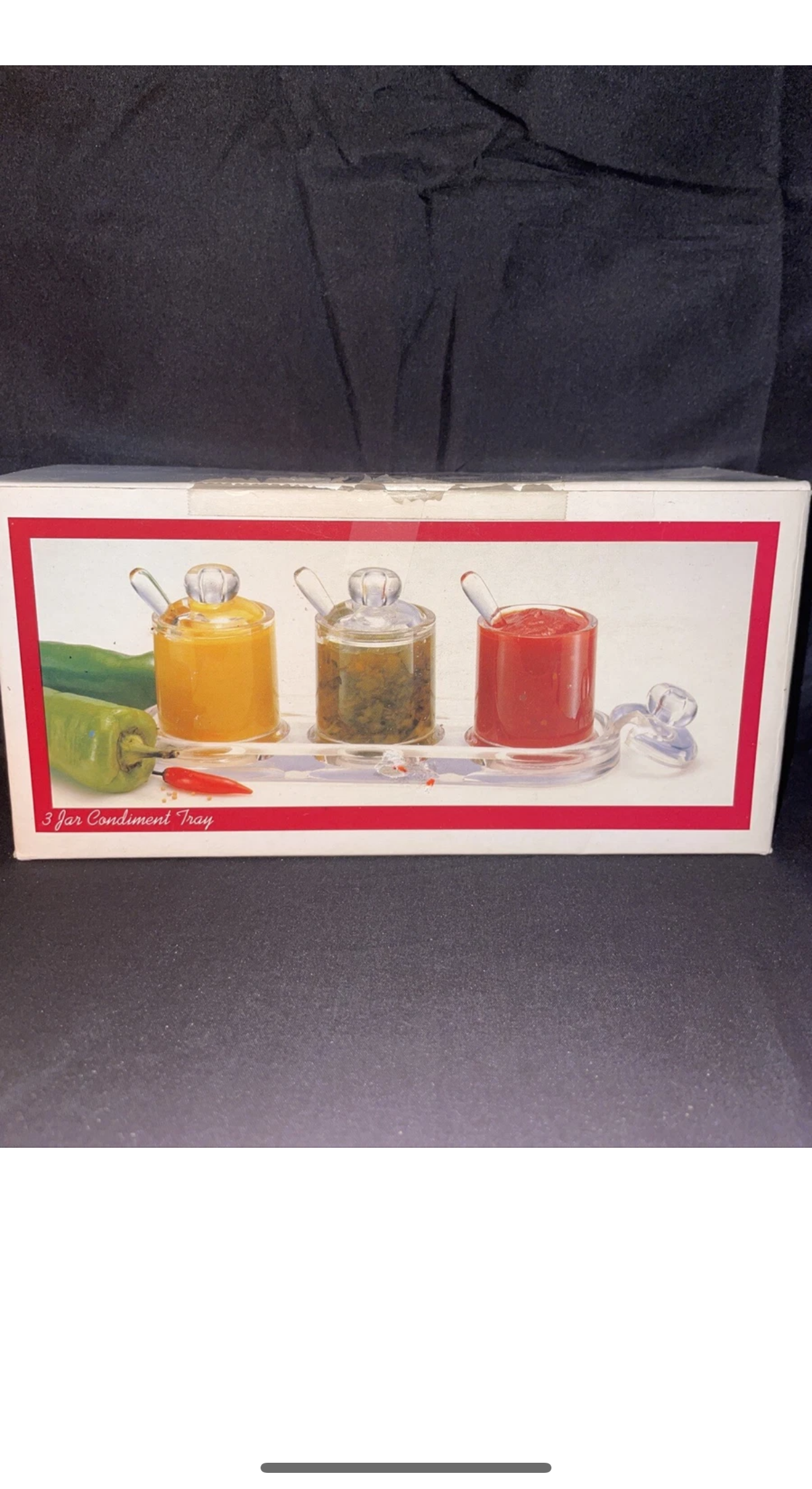 Olde Thompson Small 3 Jar Condiment Set With Tray Clear Acrylic - BRAND NEW