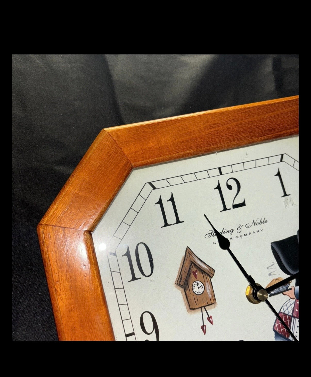 Sterling & Noble Clock Co. Wood Framed Wall Clock, Octagonal-Works-W/New Battery