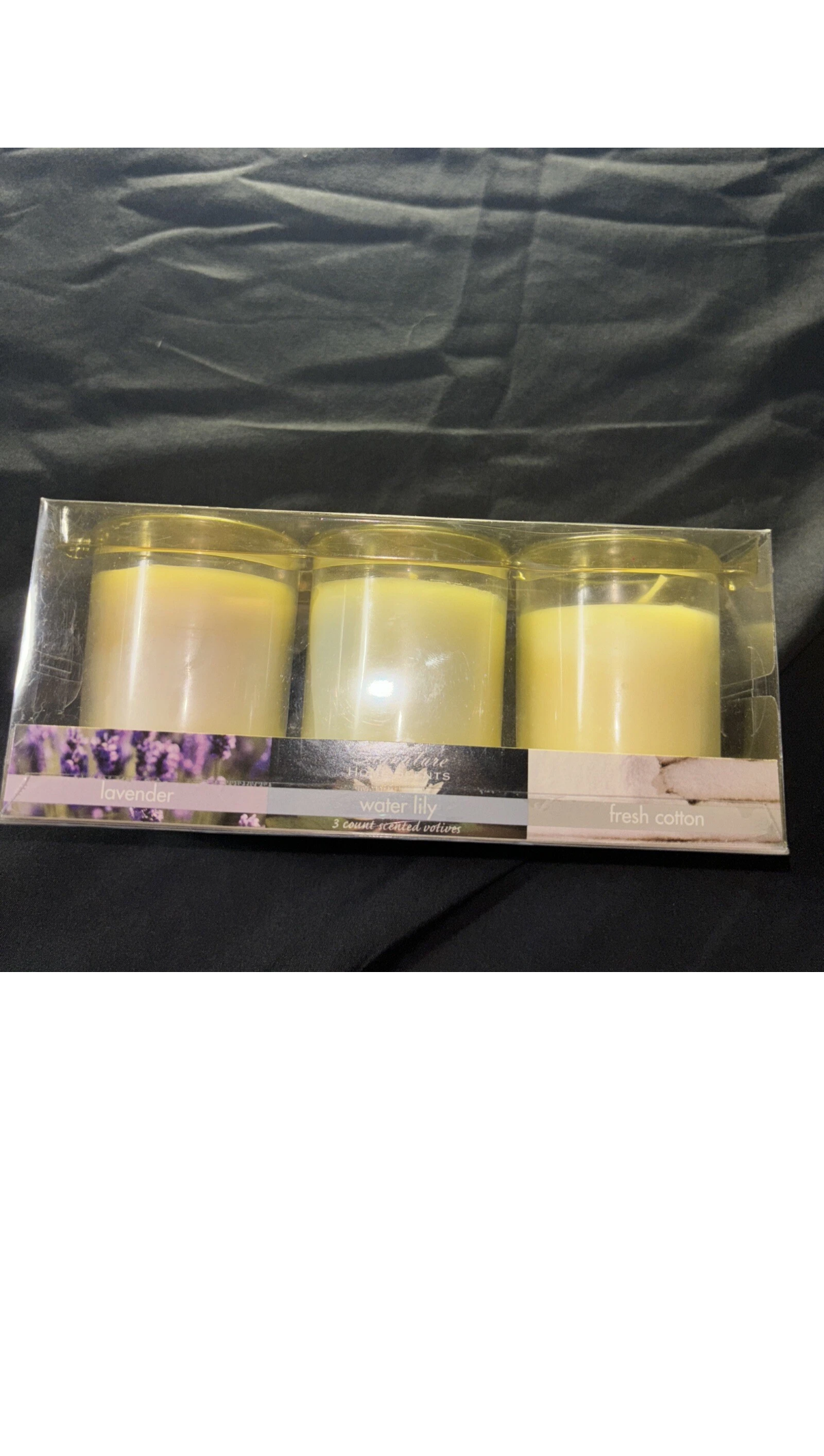Signature Home Scents 3 Count Scented Votives-Fresh Cotton,Water Lily,Lavender