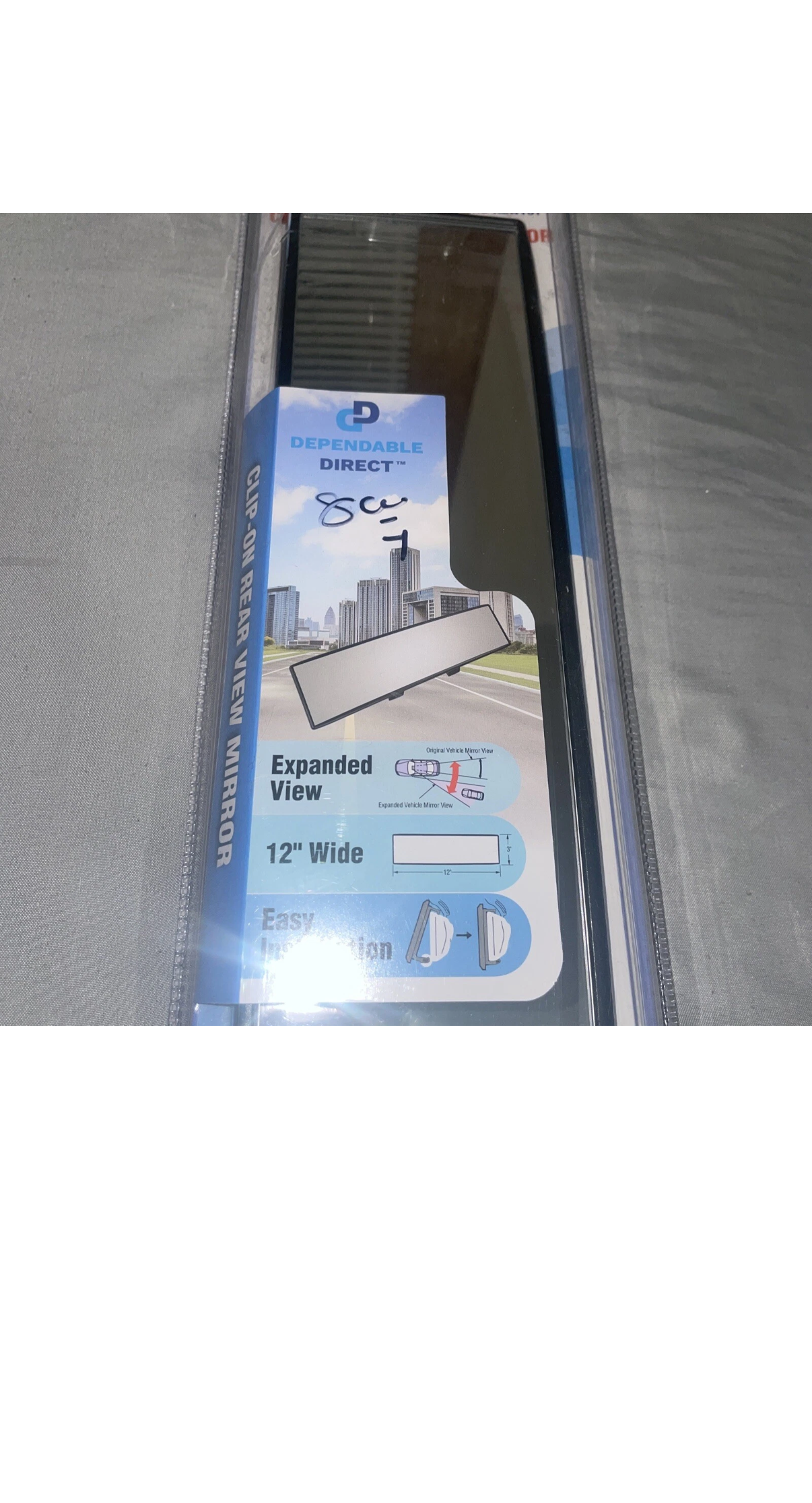 Dependable Direct Interior Clip on Rear View Clear Mirror Universal HG-A2WT01