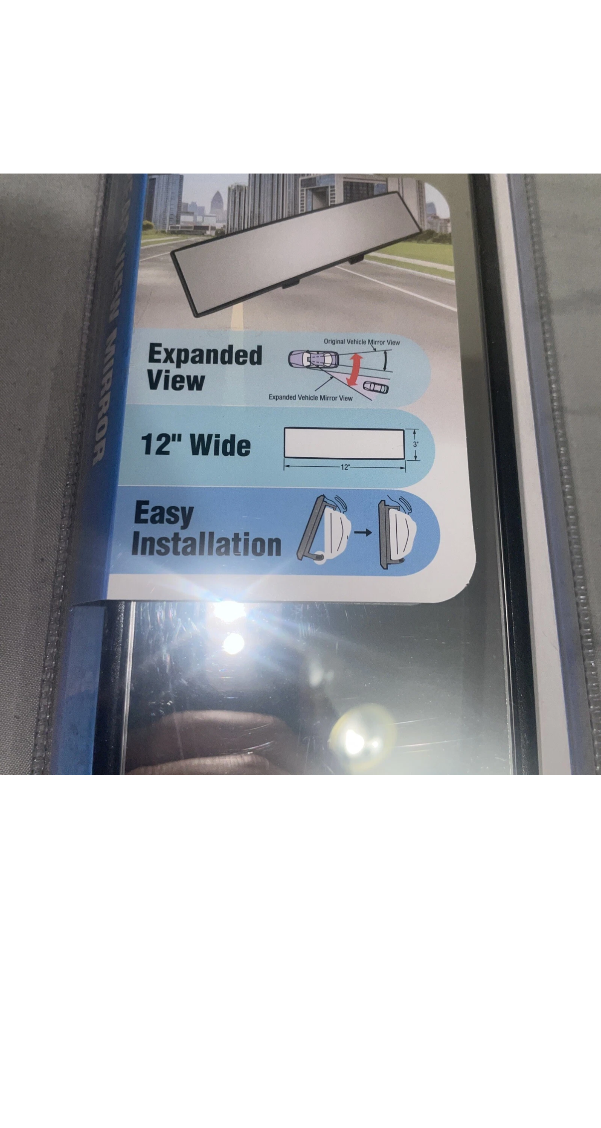 Dependable Direct Interior Clip on Rear View Clear Mirror Universal HG-A2WT01