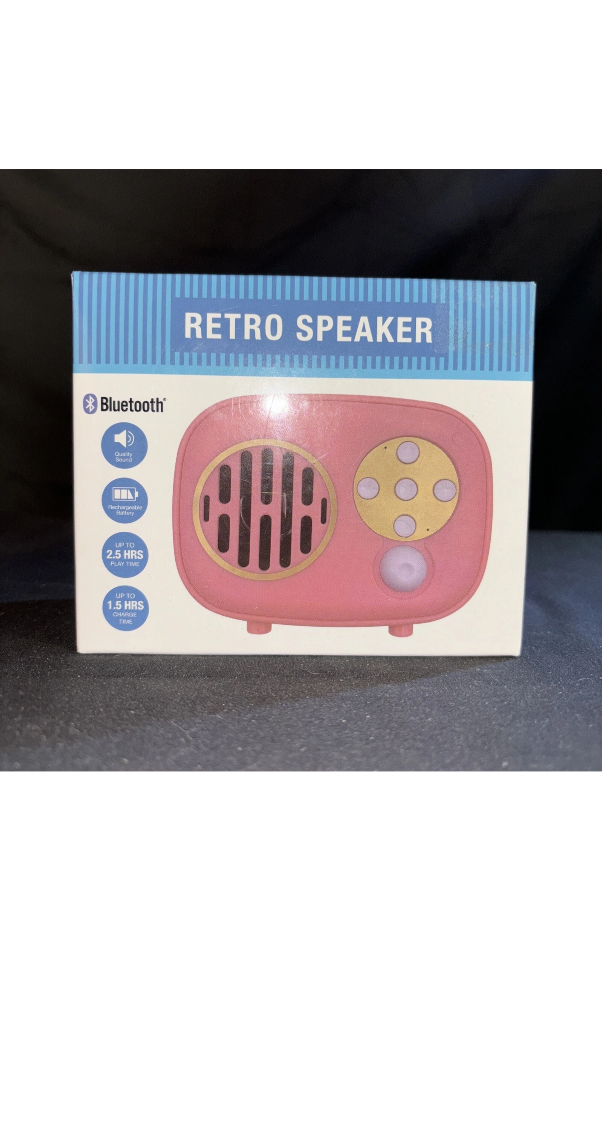 Retro Bluetooth Speaker Portable Wireless Speakers w/ Charging Cable, Pink