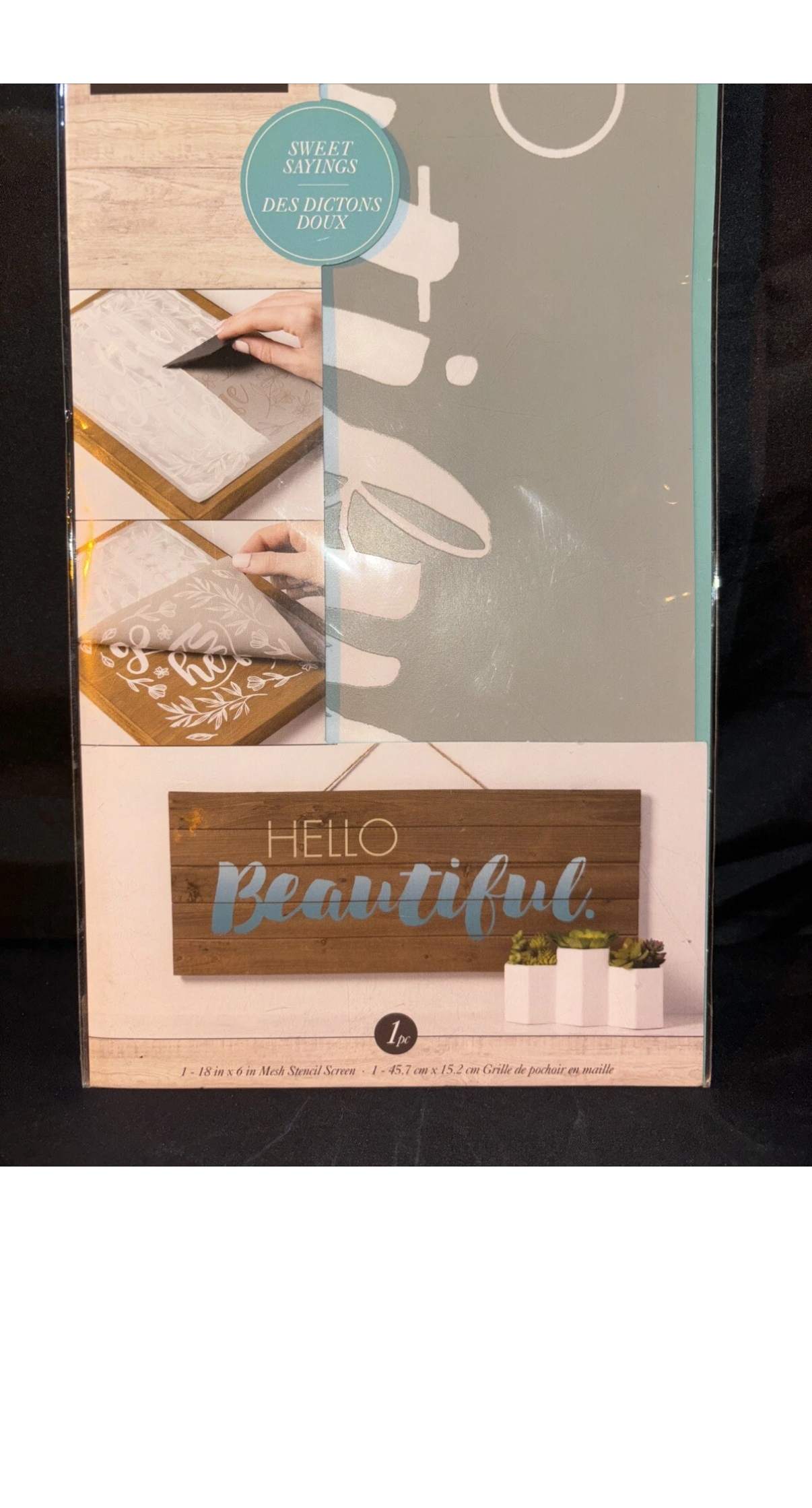 Plaid Folkart Sign Shop Mesh Stencils- Hello Beautiful - NEW