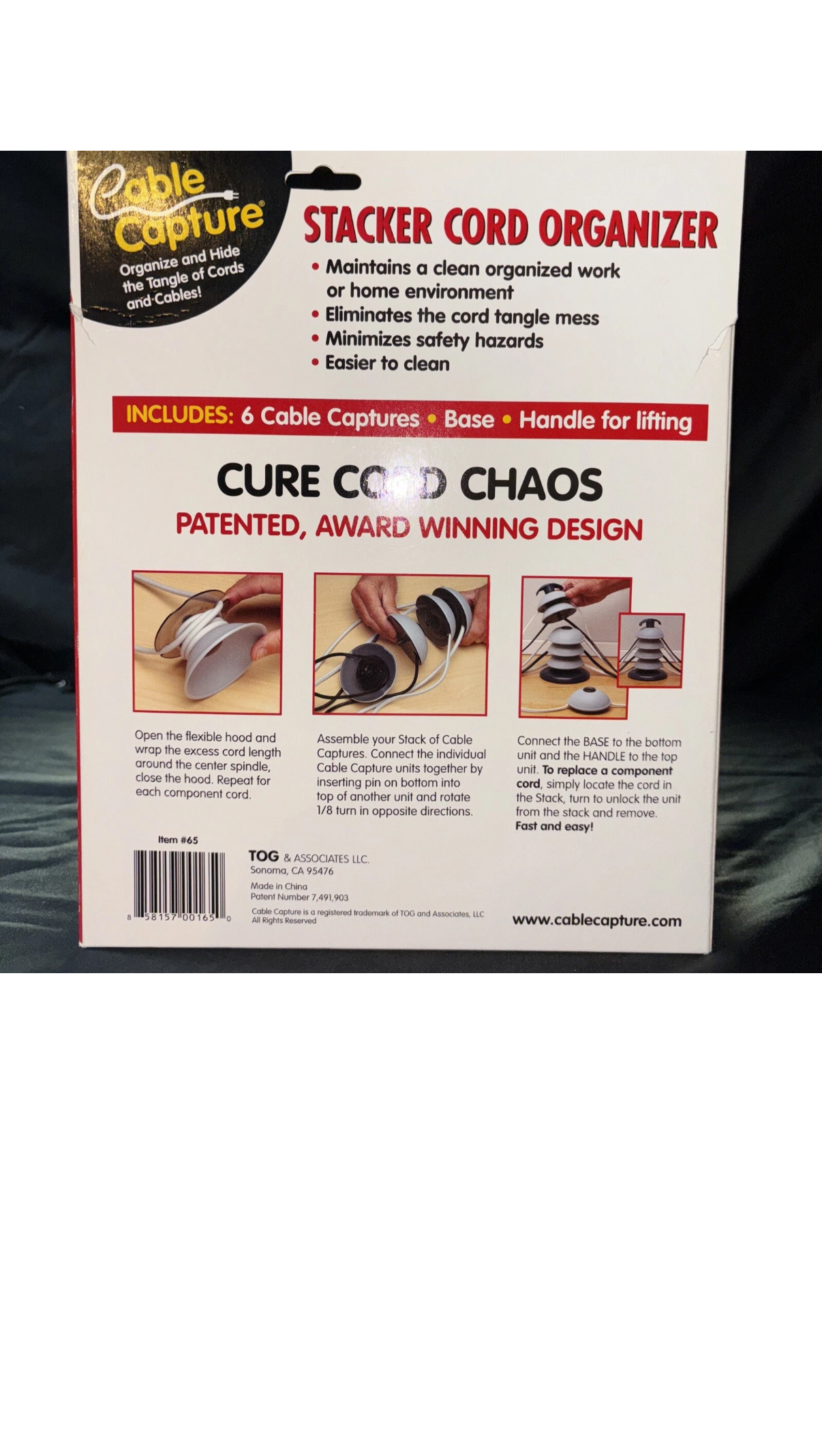 Cable Capture Stacker Cord Organizer