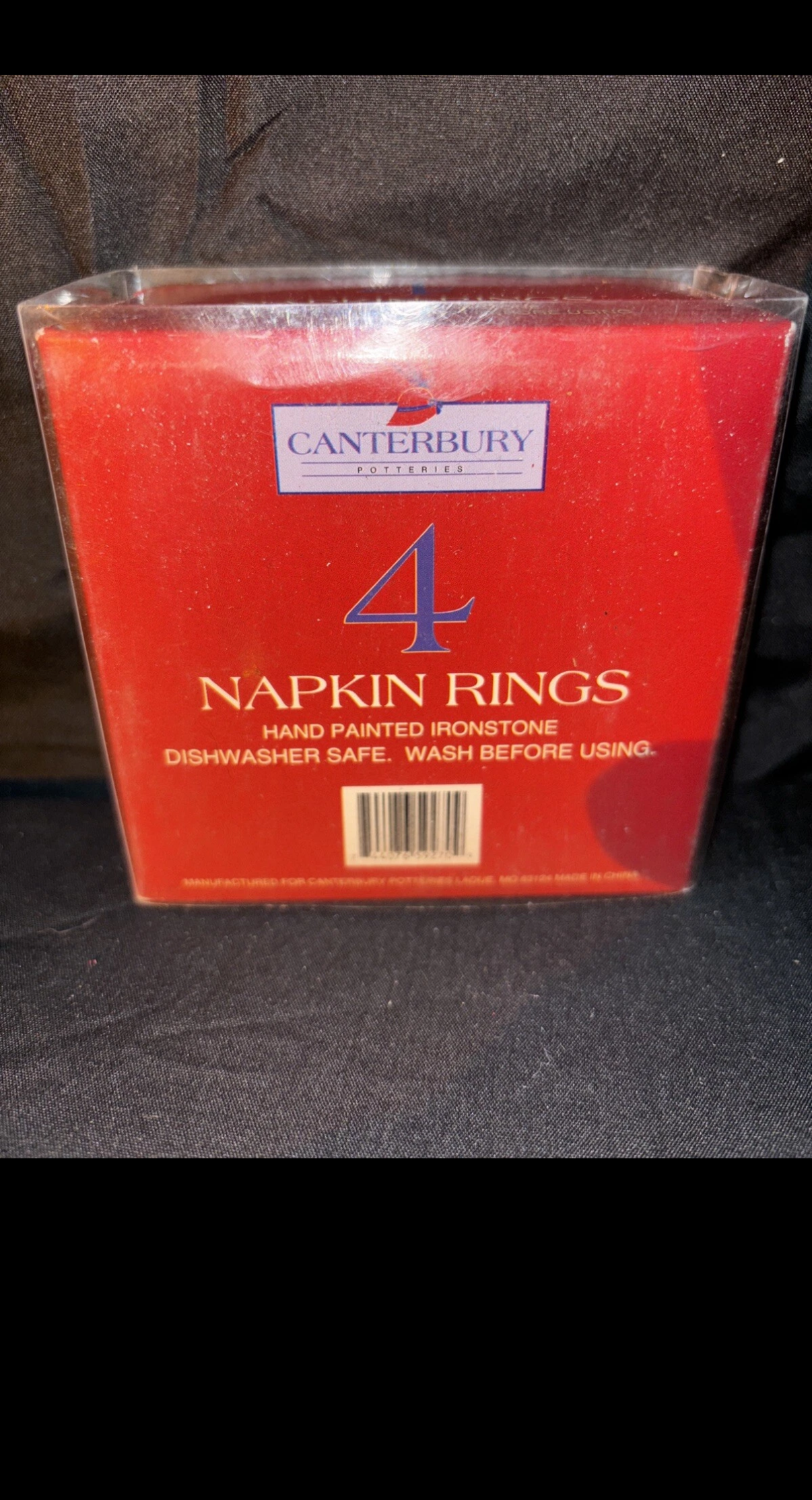 Canterbury Potteries Red Hat Napkin Rings Set of 4 Ceramic