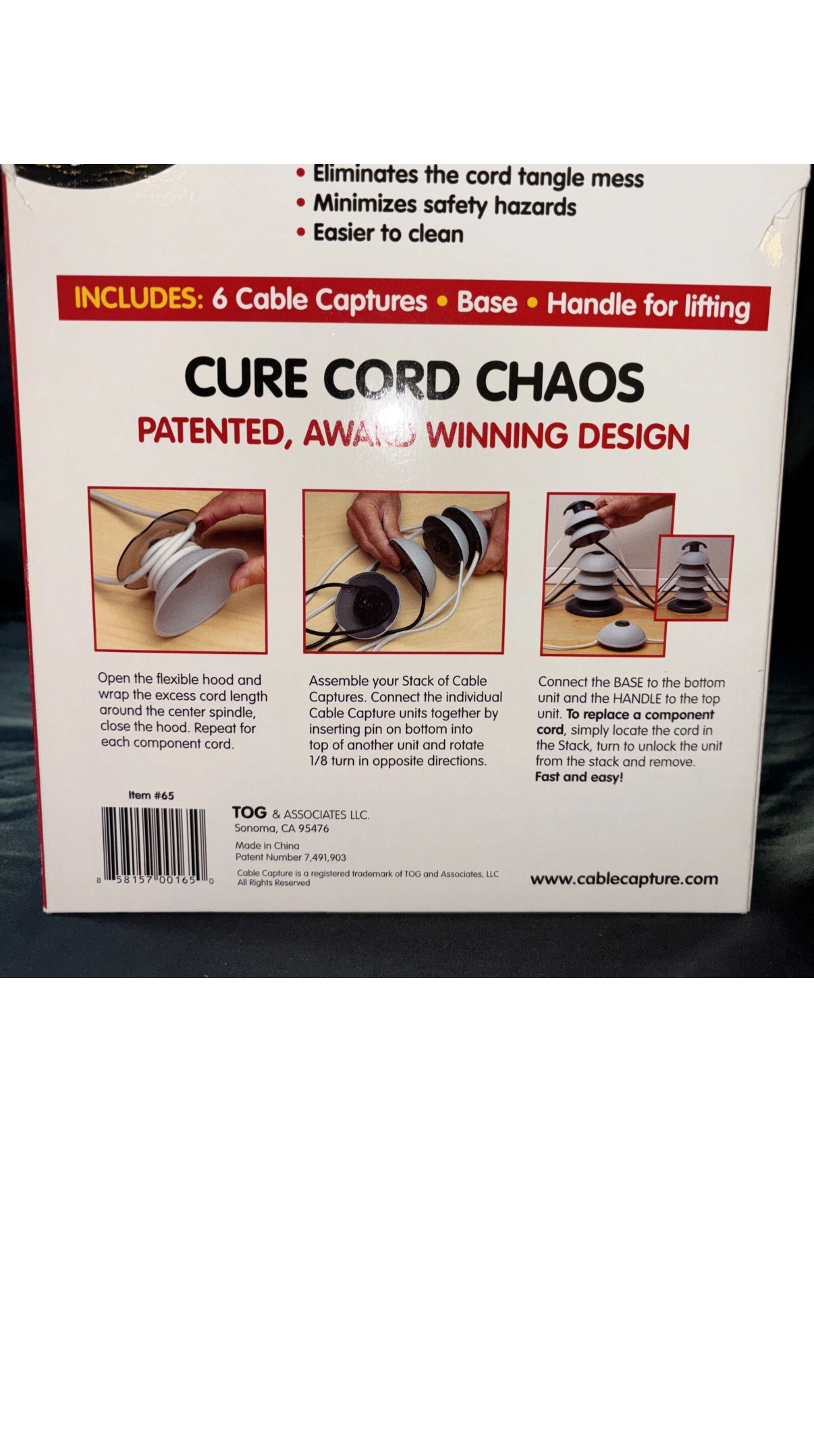 Cable Capture Stacker Cord Organizer