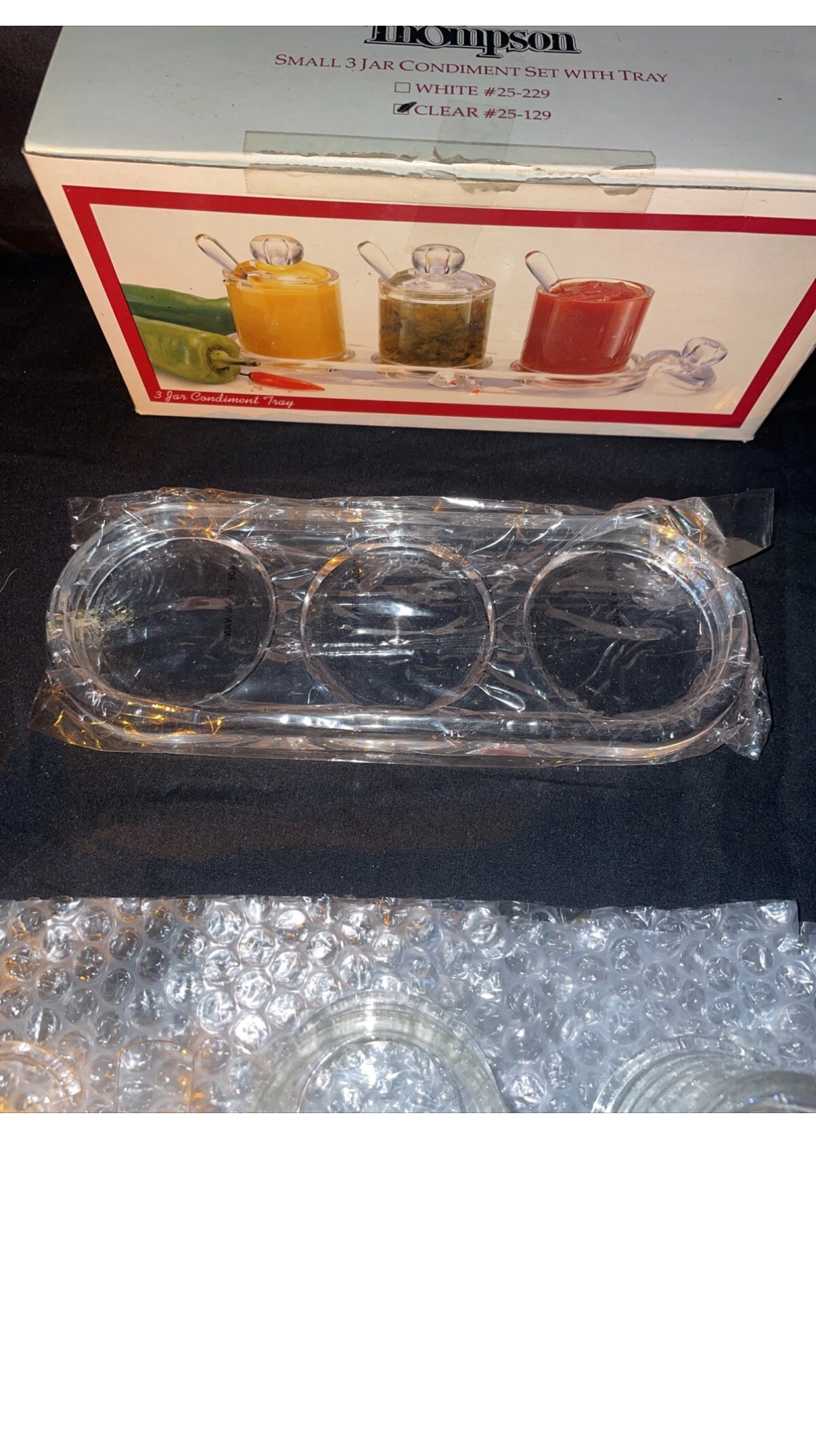 Olde Thompson Small 3 Jar Condiment Set With Tray Clear Acrylic - BRAND NEW