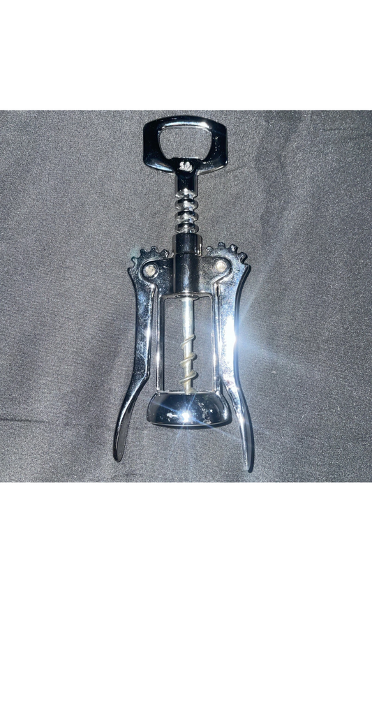 VINTAGE E.B. ITALY SILVERPLATE METAL WINGED CORKSCREW WINE BOTTLE OPENER