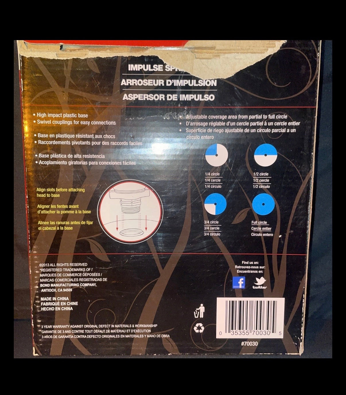 Bond Zinc Impulse Sprinkler With Plastic Base 70030