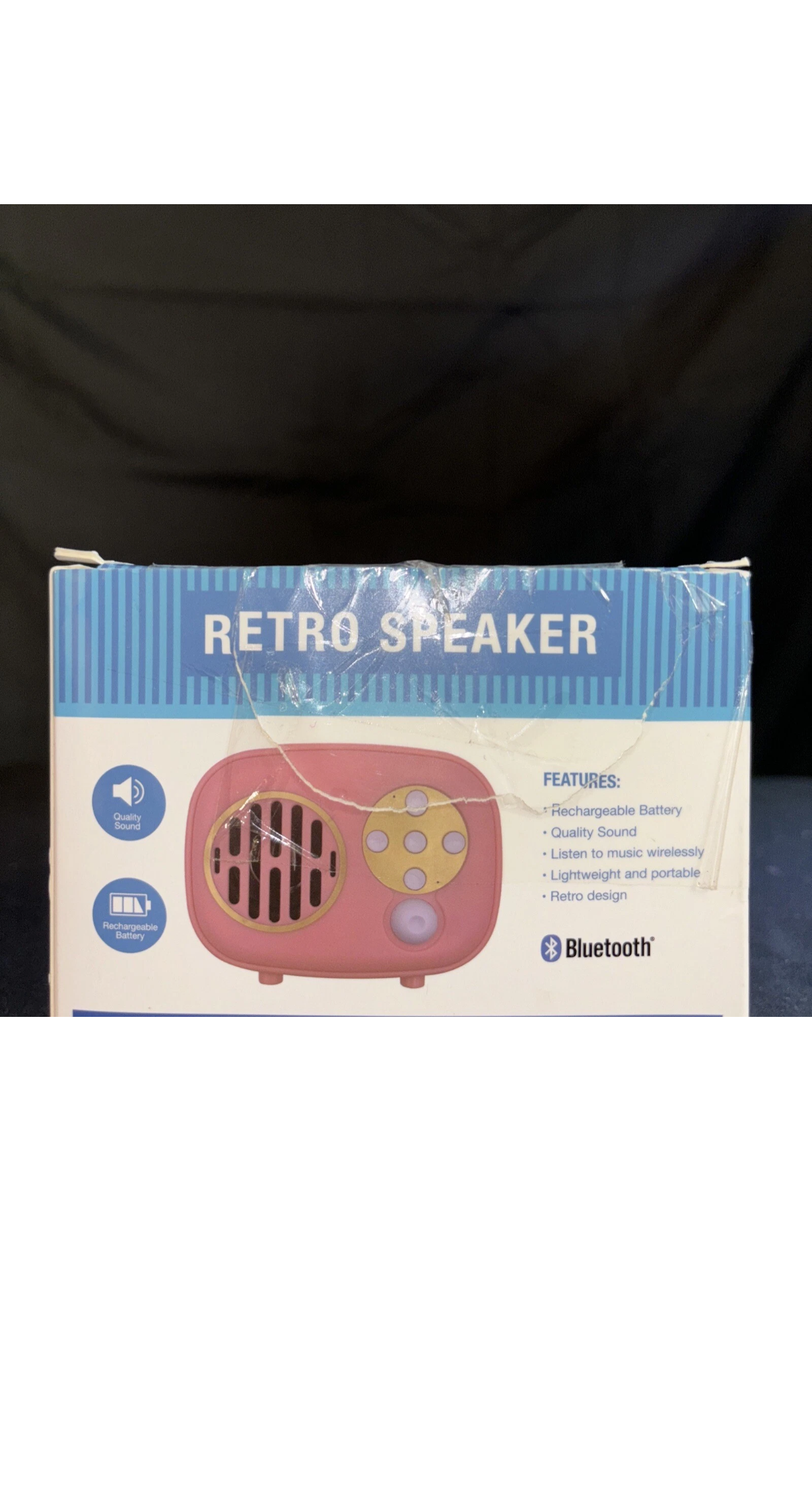 Retro Bluetooth Speaker Portable Wireless Speakers w/ Charging Cable, Pink
