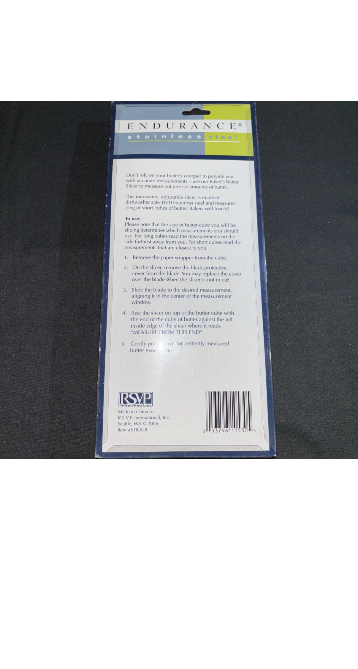 RSVP Endurance Baker’s Butter Slicer 18/10 Stainless Steel New In Package