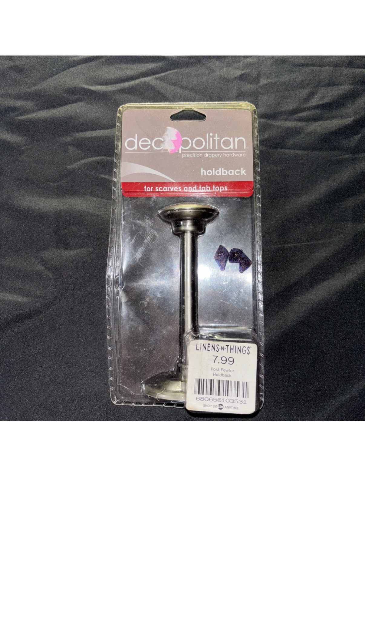 Lot of 2 DECOPOLITAN Holdbacks for Scarves and Tab Tops - Silver Color - NIP