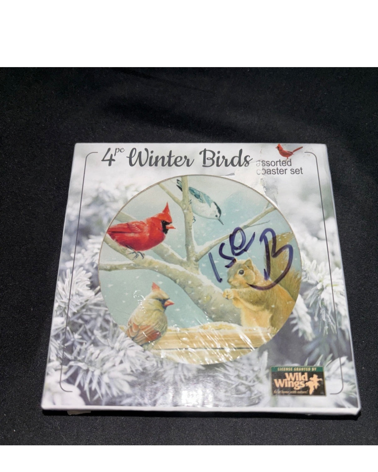 Wild Wings 4 Pc Winter Bird Assorted Coaster Set